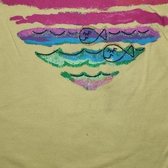 Healthtex Yellow Short Sleeve Tee with Colorful Ocean Theme in Heart Design - Picture 2 of 4